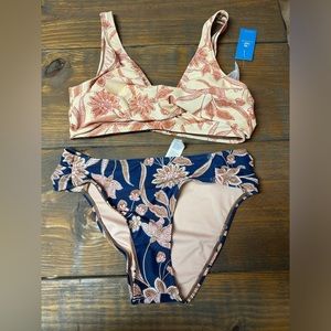 Women's Baja Boho Wrap Front Bralette & Shirred Side Hipster Bikini Set